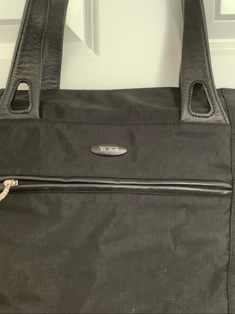 Tumi Black Nylon Tote with Leather Handles - Picture 2 of 13